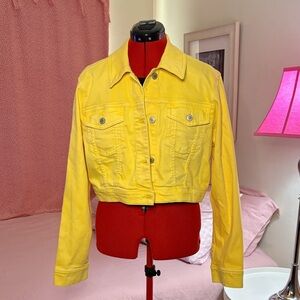 Hollister Bright Yellow Cropped Jean Jacket